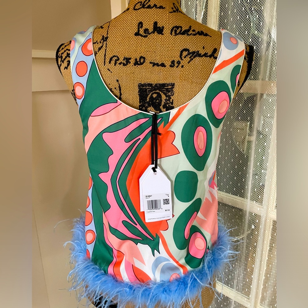 Anthropology, English Factory Sleeveless Faux Feather Top. Price firm. - Picture 4 of 11